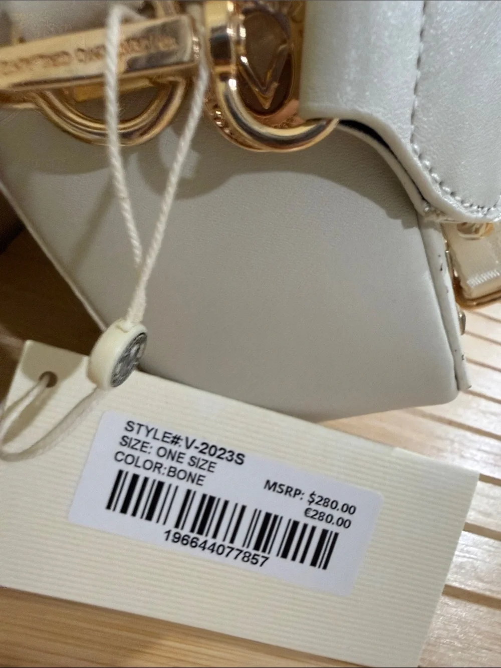 Valentino Orlandi Bone Studded Crossbody Bag Zip Closure Detachable Strap